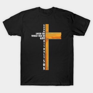 John 3:16 Bible Quotes Christian Cross T-Shirt